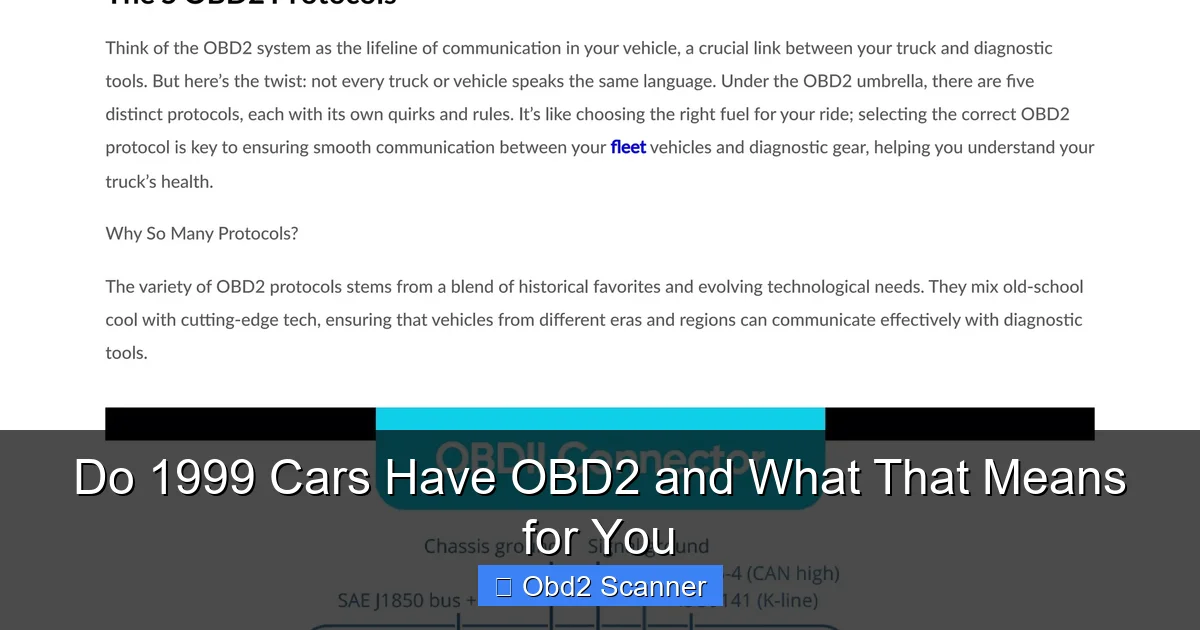 Do 1999 Cars Have OBD2 and What That Means for You