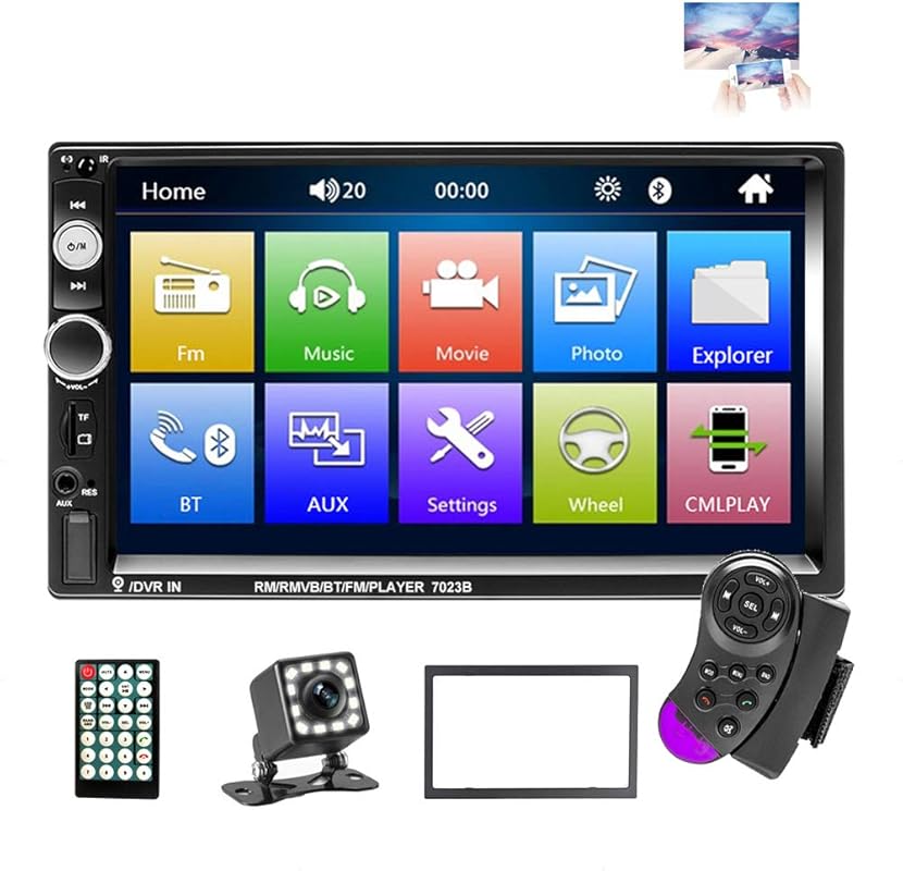 EKAT 7 inch Double DIN Car Stereo Receiver with Bluetooth, Touchscreen