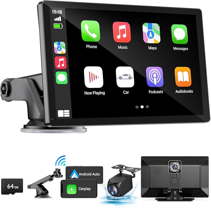 9 inch Car Stereo with Wireless CarPlay and Android Auto, 4K Dash Cam 