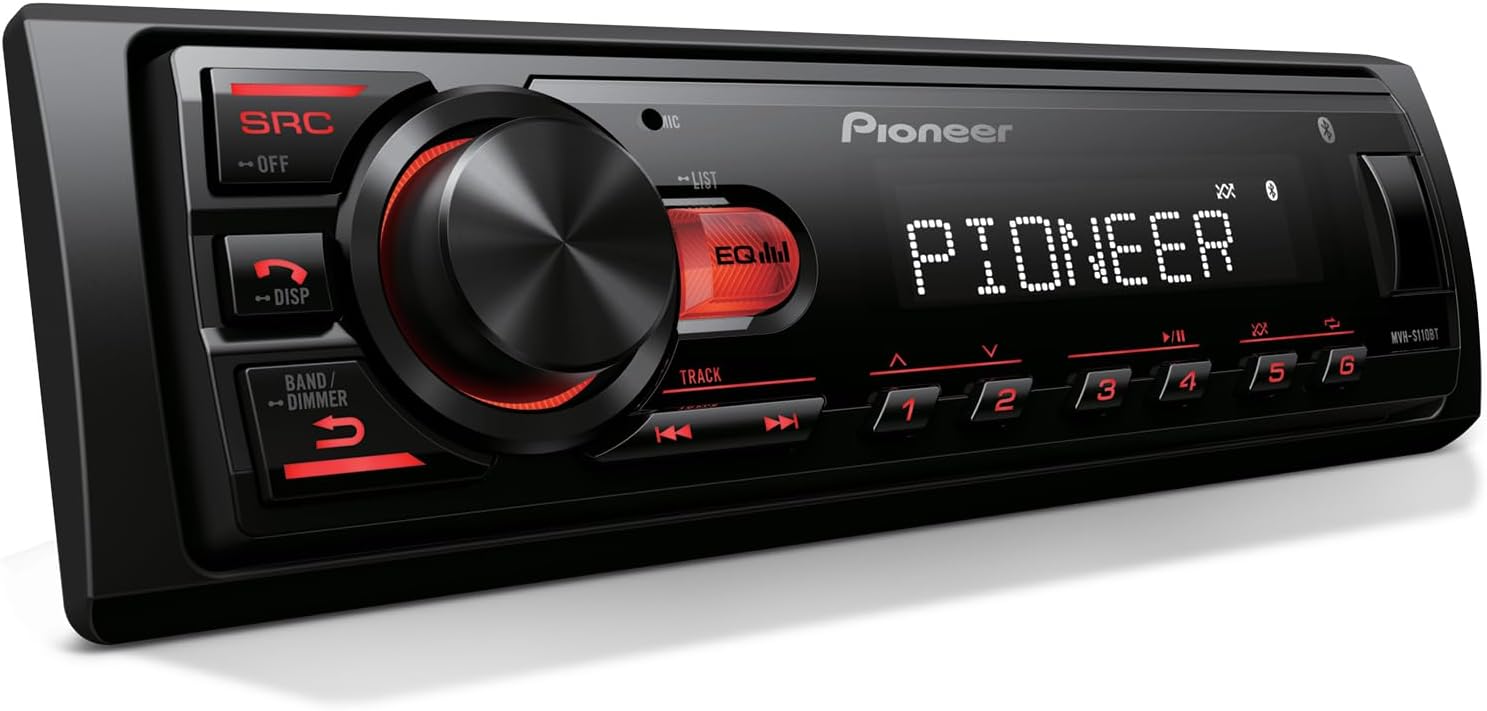 Pioneer MVH-S110BT 1-DIN Digital Media Receiver with Bluetooth, USB, 5