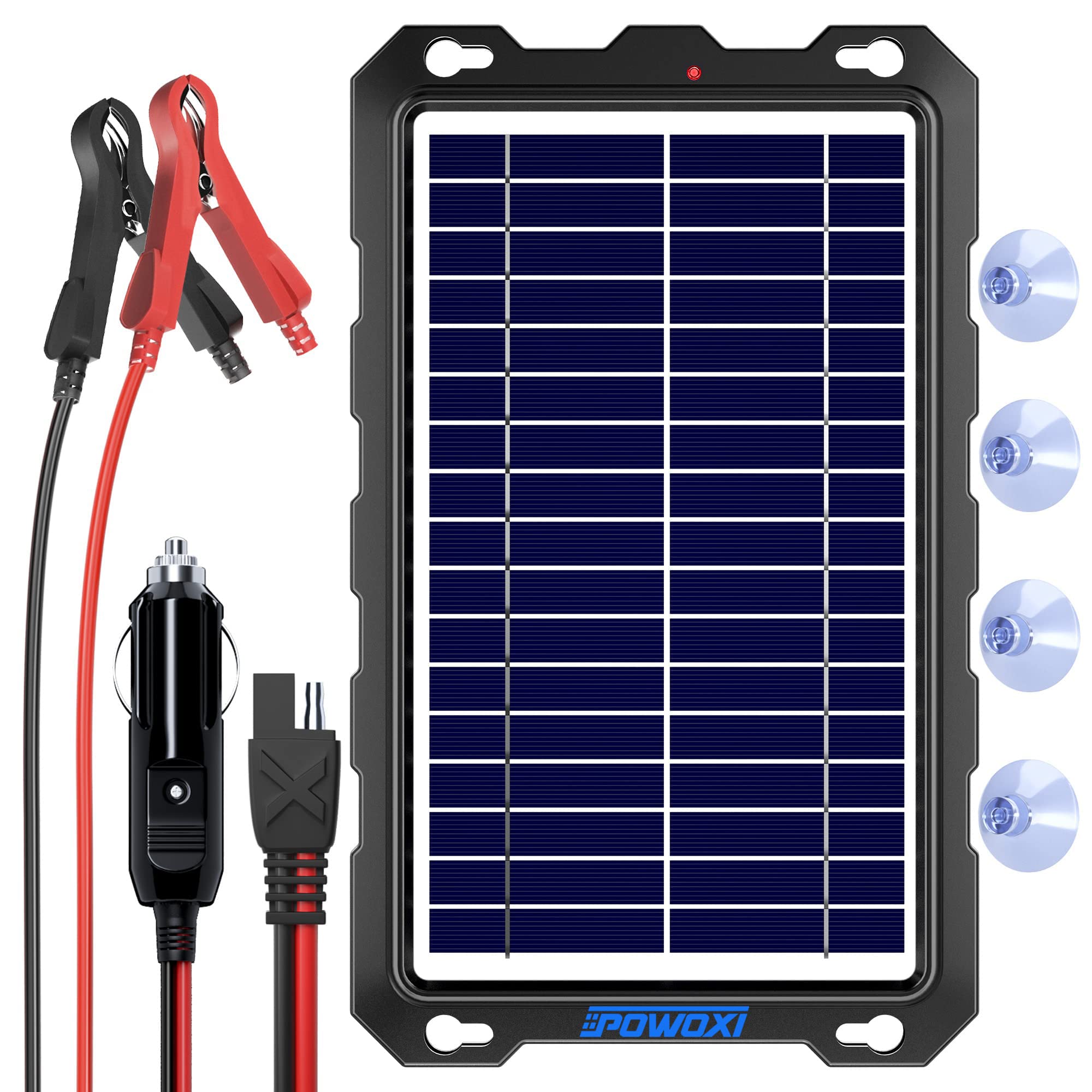 POWOXI Upgraded 7.5W-Solar-Battery-Trickle-Charger-Maintainer-12V Portable Water