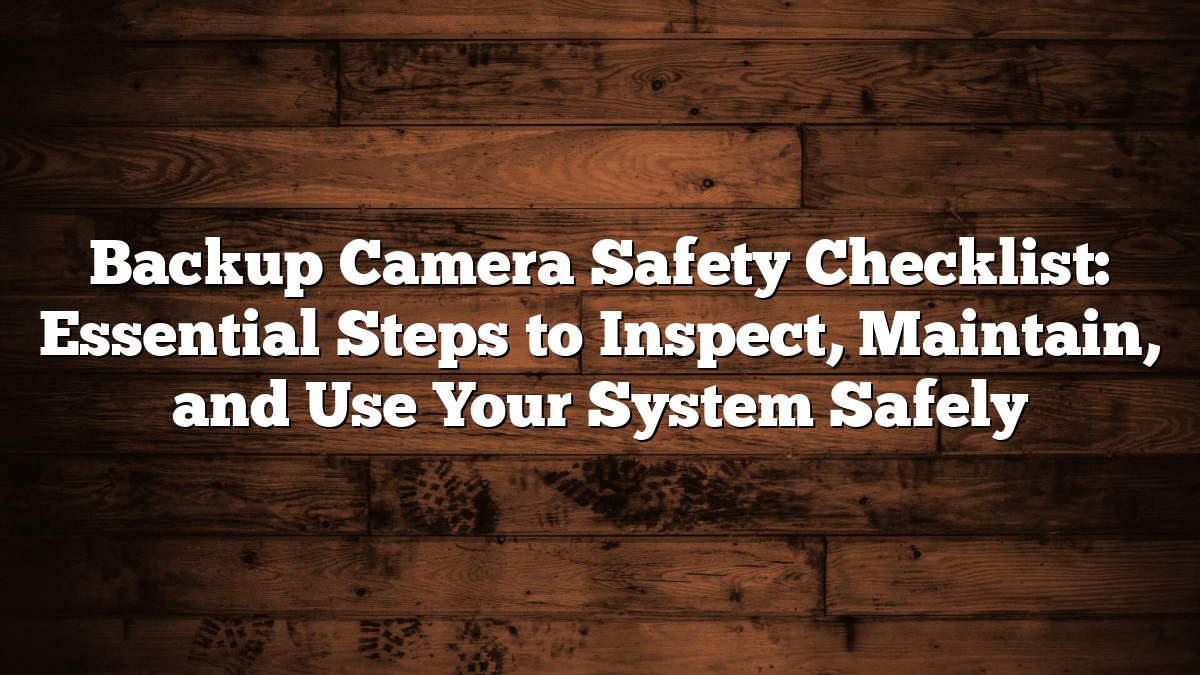Backup Camera Safety Checklist: Essential Steps to Inspect, Maintain ...
