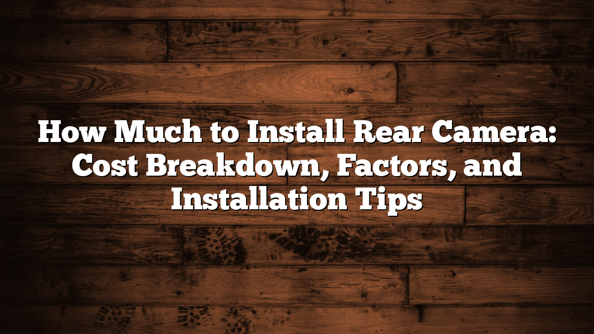 How Much to Install Rear Camera: Cost Breakdown, Factors, and ...