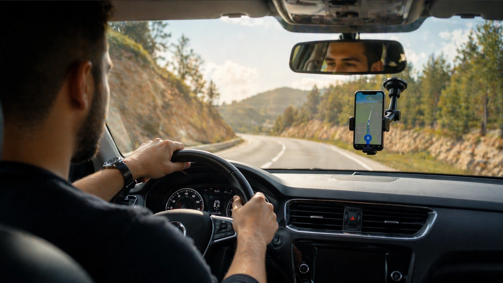 how to position phone holder in car