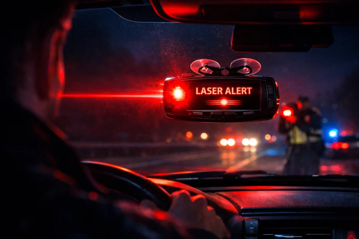 what does laser alert mean on radar detector