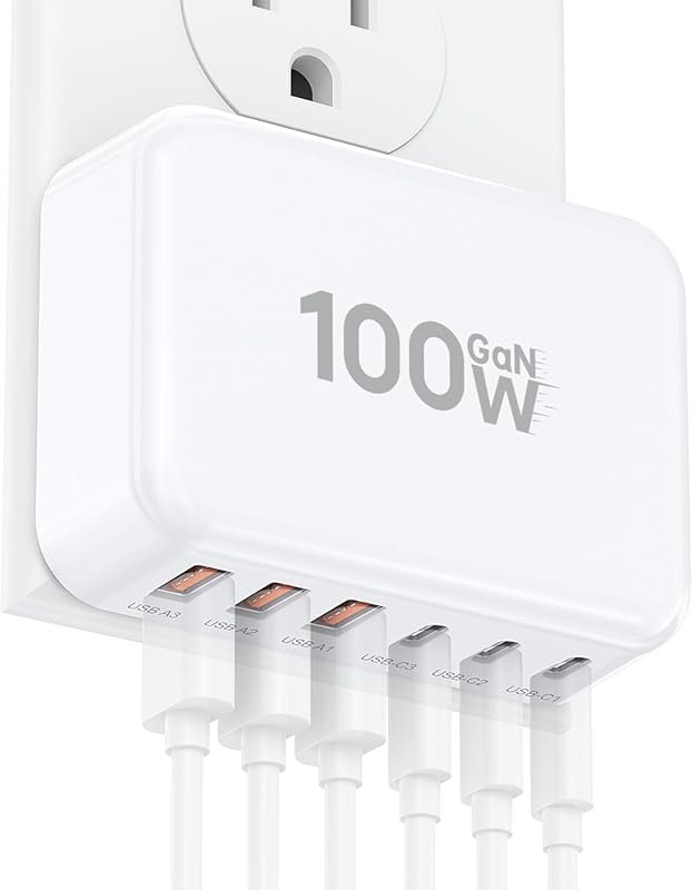 Fast 100W GaN 6-Port USB C Charging Station Cube with PD 3.0 + QC for 