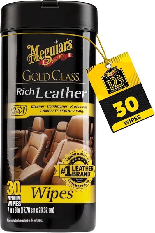 Meguiars Gold Class Rich Leather Wipes container