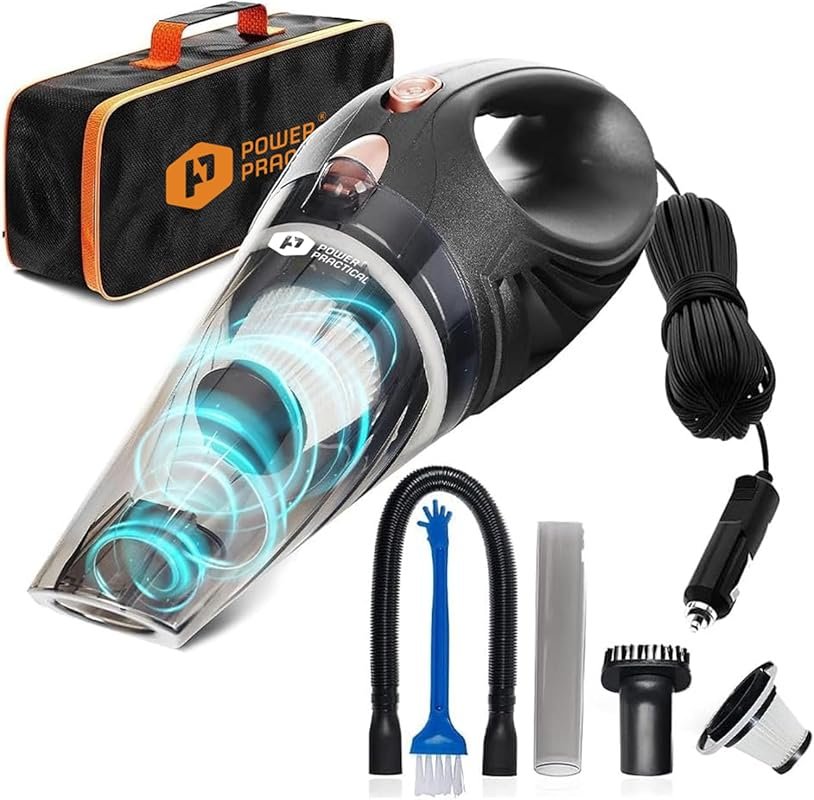 ThisWorx Portable Handheld Car Vacuum with 16Ft Cord, 12V Power, 3 Attachments