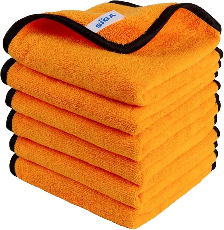 MR.SIGA Premium Dual-Sided Microfiber Car Towels, 6-Pack, Gold