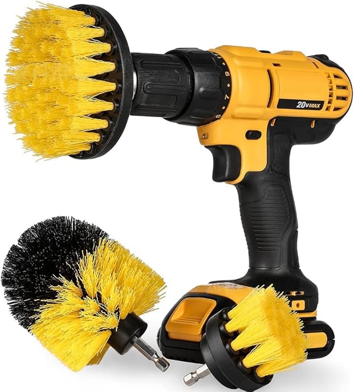 Three-piece auto detailing drill brush set