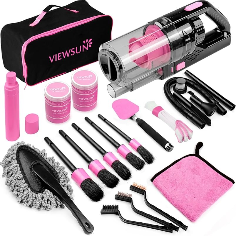 17-Piece Pink Car Cleaning Kit
