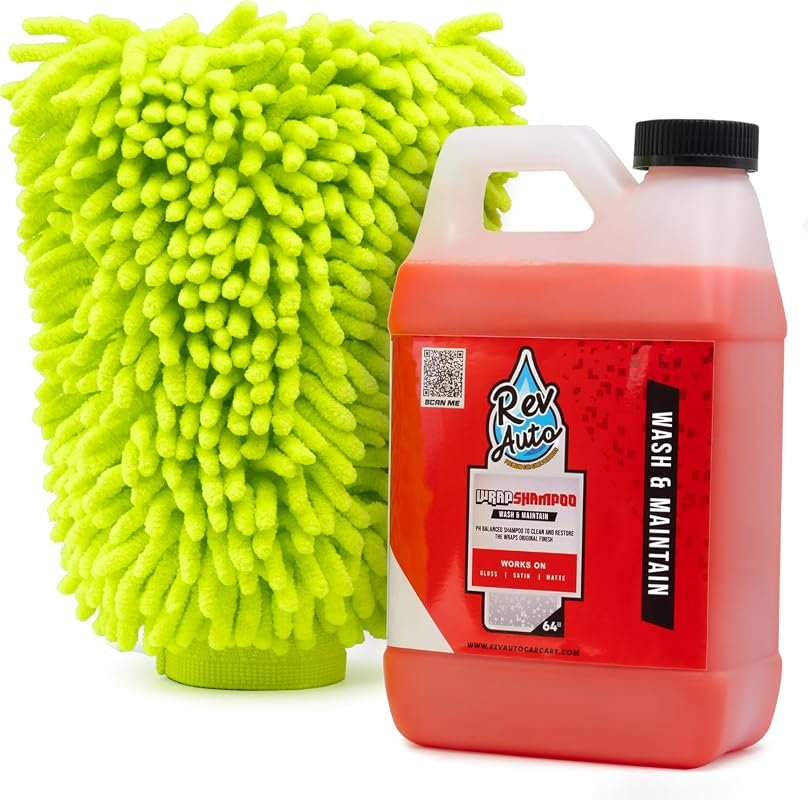 Rev Auto Vinyl Wrap Car Wash Soap Kit with Microfiber Mitt
