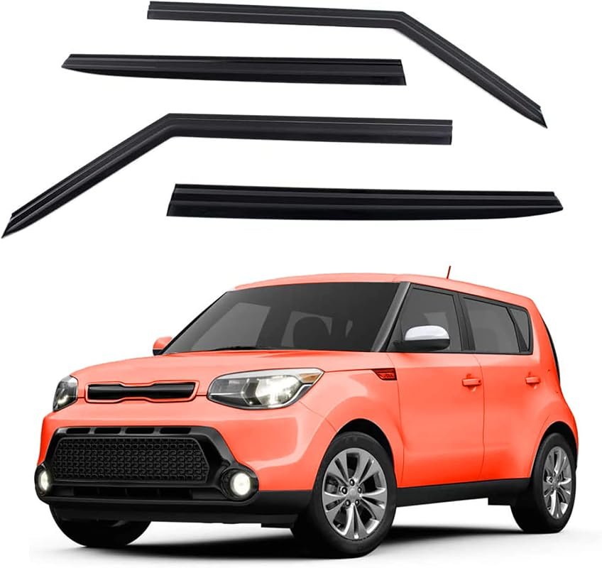 4-Piece Tape-On Window Visor Rain Guards for 2014-2019 Kia Soul