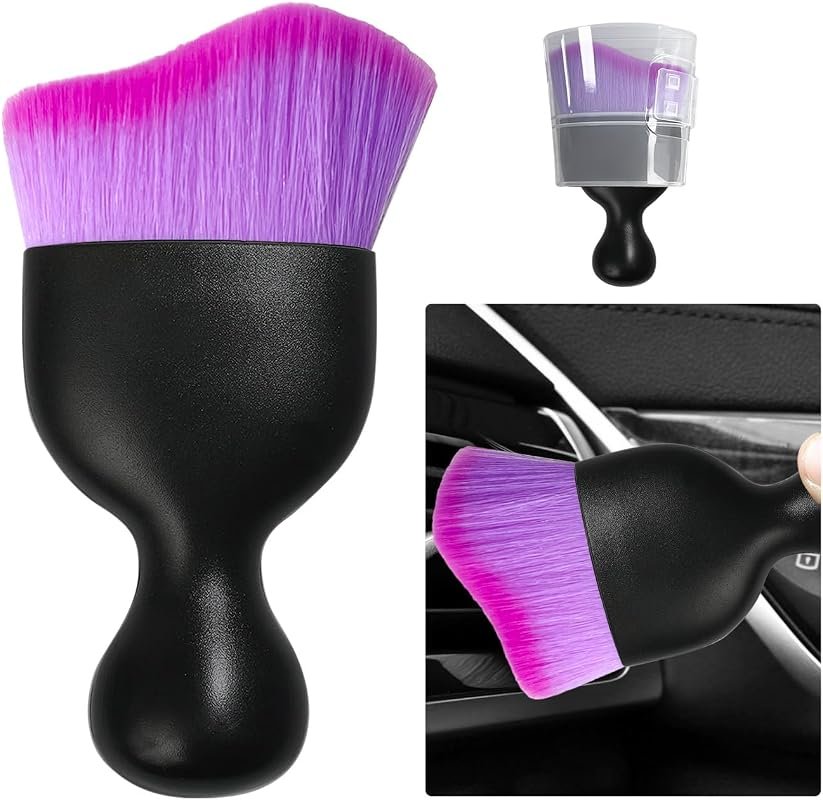 Ziciner Curved Soft Bristle Car Detailing Brush for Interior Dust Removal