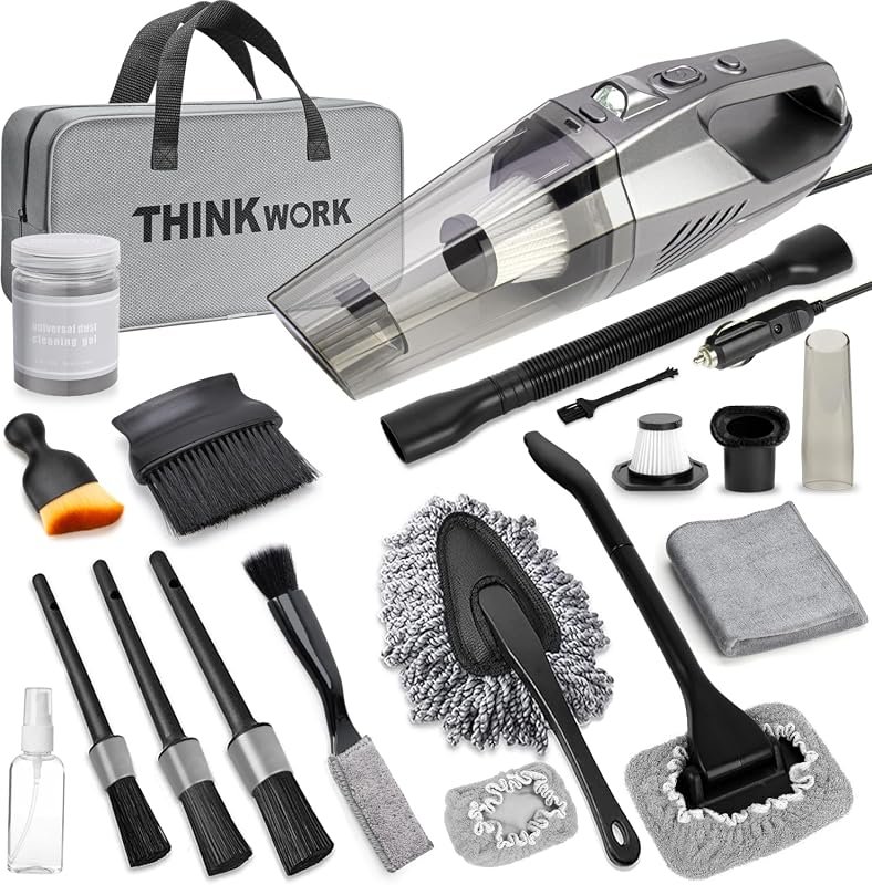 THINKWORK Car Interior Detailing Kit with 8000PA vacuum and brush set