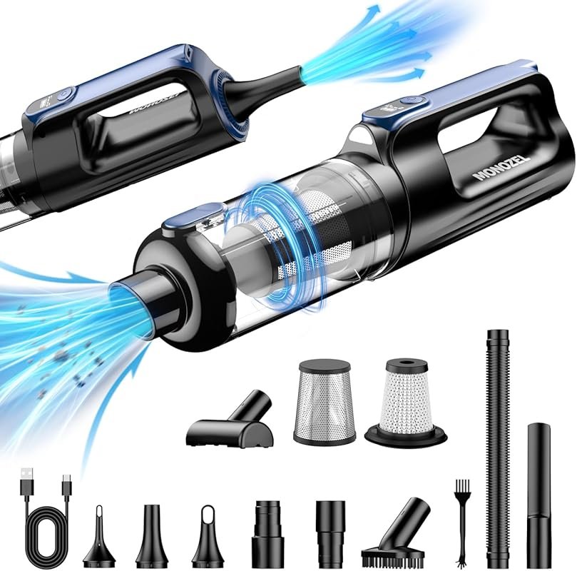MONOZEL Cordless Car Vacuum and Air Duster, 18000Pa, 130W, 7800mAh