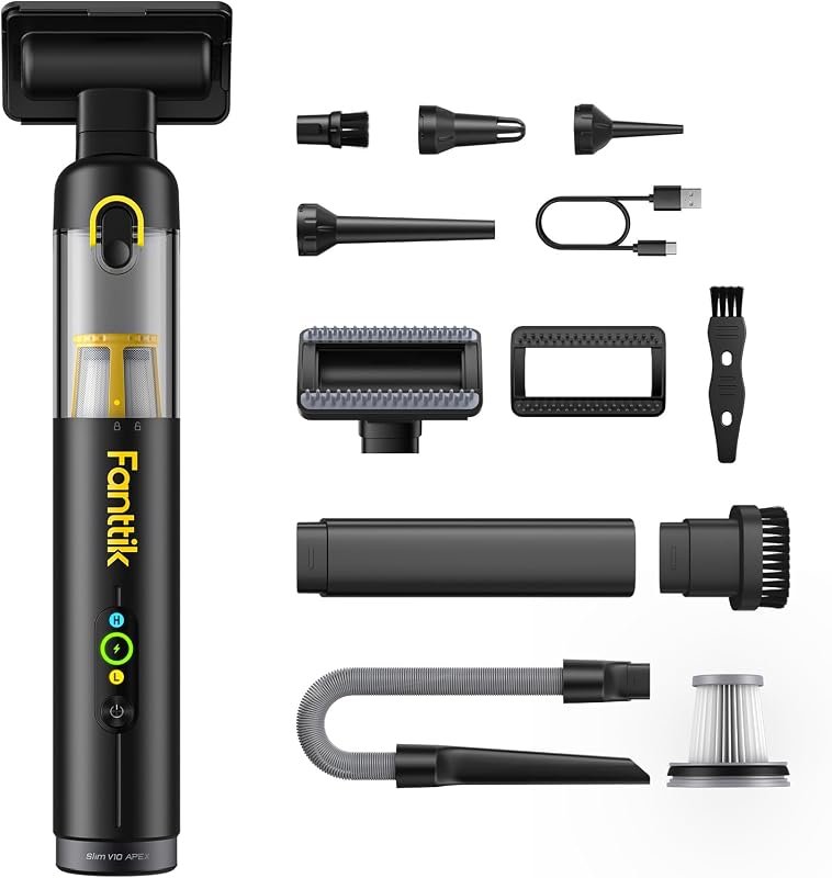 Fanttik Slim V10 APEX Cordless Car Vacuum with 19kPa Suction and Smart Display