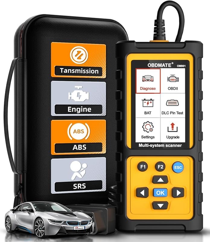OBD2 Scanner with ABS SRS Transmission, Full OBDII Functions, DLC Pin Test