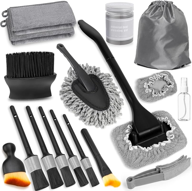 18-piece windshield cleaner tool and detailing brush set