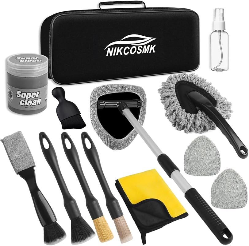 14-piece windshield cleaner tool and interior detailing kit
