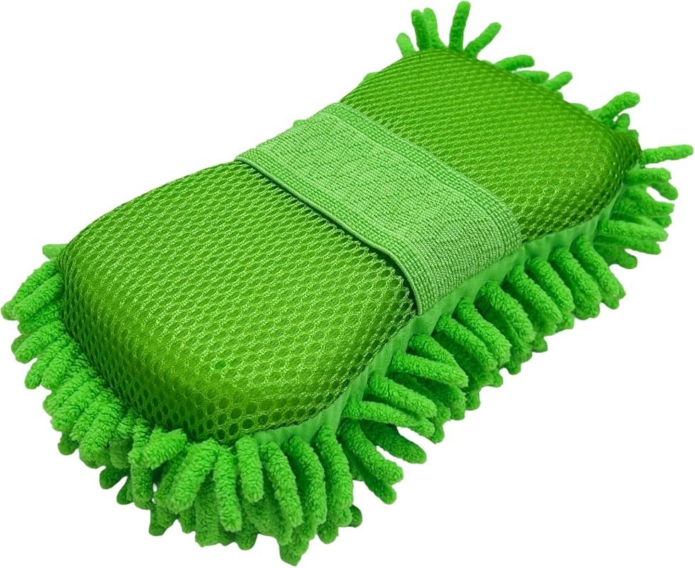 Scratch-Free Microfiber Car Wash Sponge with Chenille and Mesh Sides
