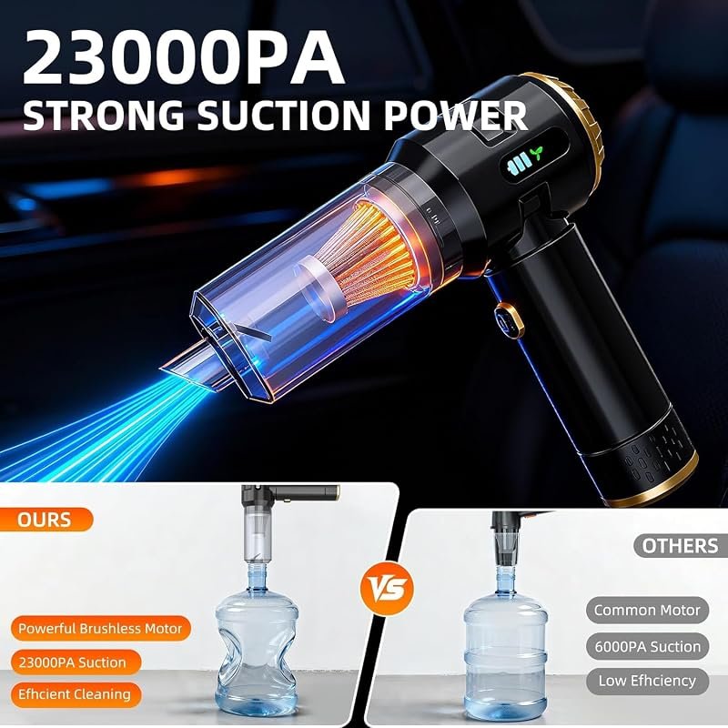 Cordless Handheld Vacuum Cleaner, 23000Pa Powerful Mini Cleaner for Car, Home, Pet Hair