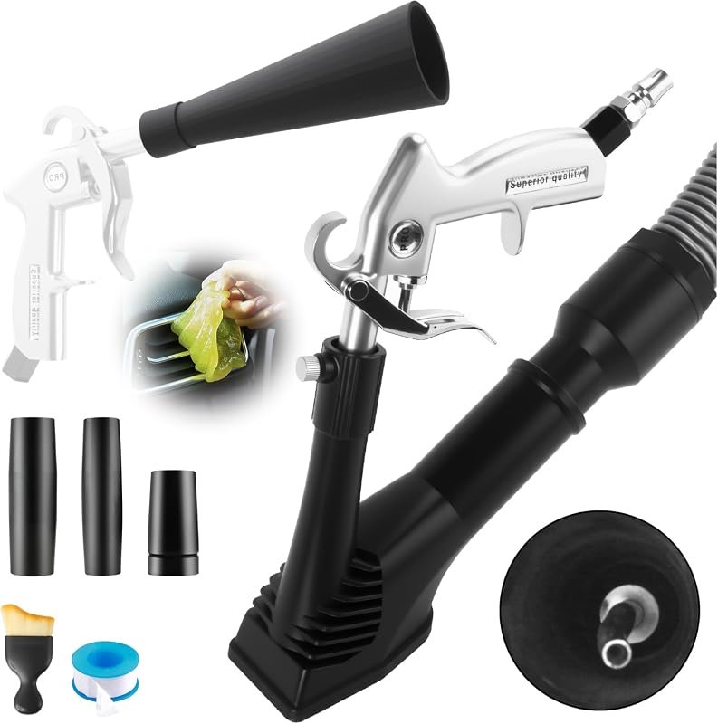 GOCCIDA 2-in-1 Car Interior Air Duster and Vacuum Gun with Metal Nozzle