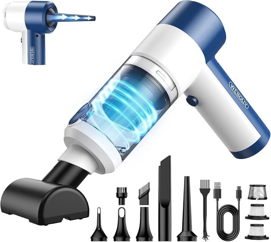 4-in-1 Cordless Car Vacuum and Air Duster, 16,000Pa Handheld Cleaner with Brushless Motor