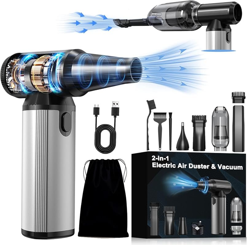 2-in-1 Cordless Air Duster and Vacuum Cleaner, 320,000RPM Brushless Dust Blower