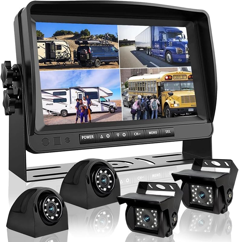 DOUXURY 9-Inch Quad-Split Backup Camera System