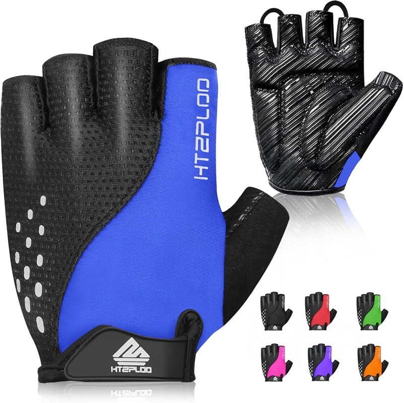 Lightweight half-finger bike gloves with shock-absorbing padding