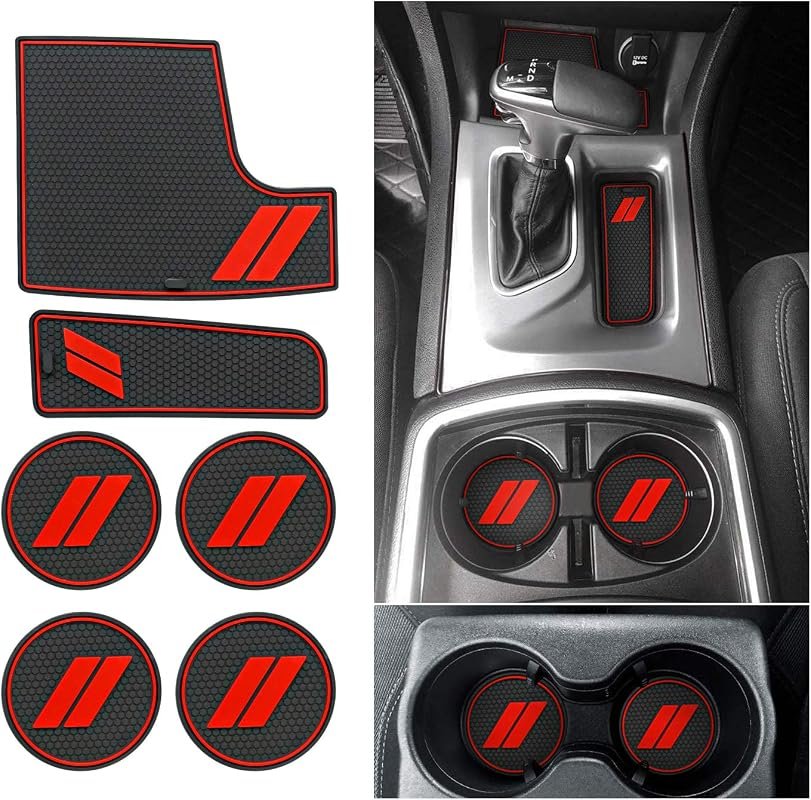 Red trim Dodge Charger cup holder inserts
