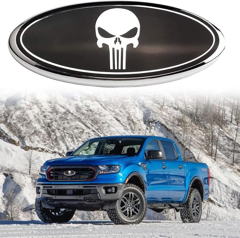 Black 9-Inch Skull Oval F-150 Emblem