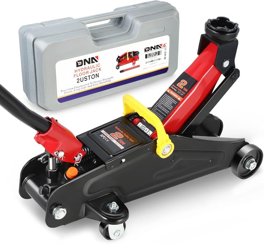 DNA Motoring 2-Ton Low-Profile Hydraulic Floor Jack in Black