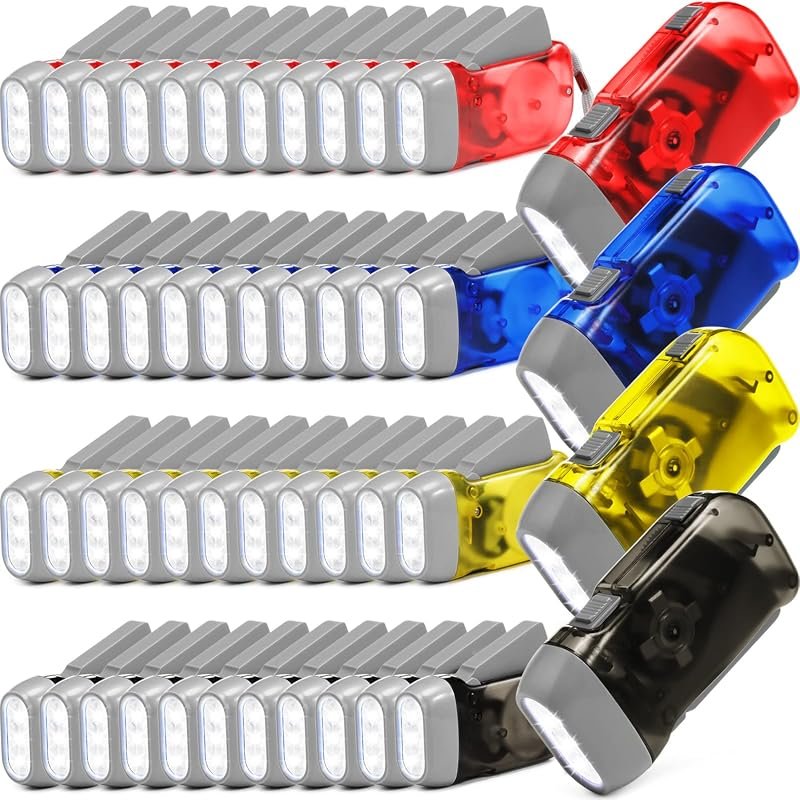 Leelosp 48-pack hand crank LED squeeze flashlights