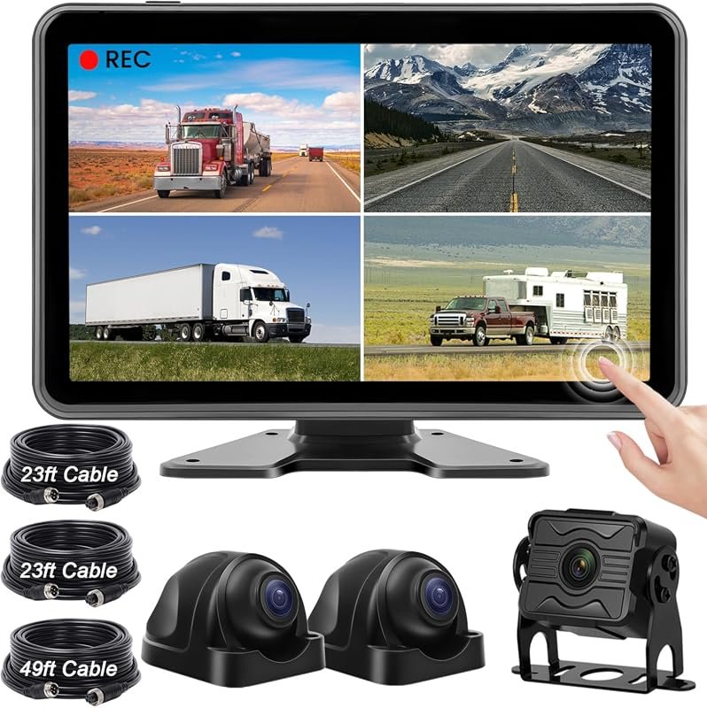 10.1-Inch 3-Camera Wired Backup Camera System