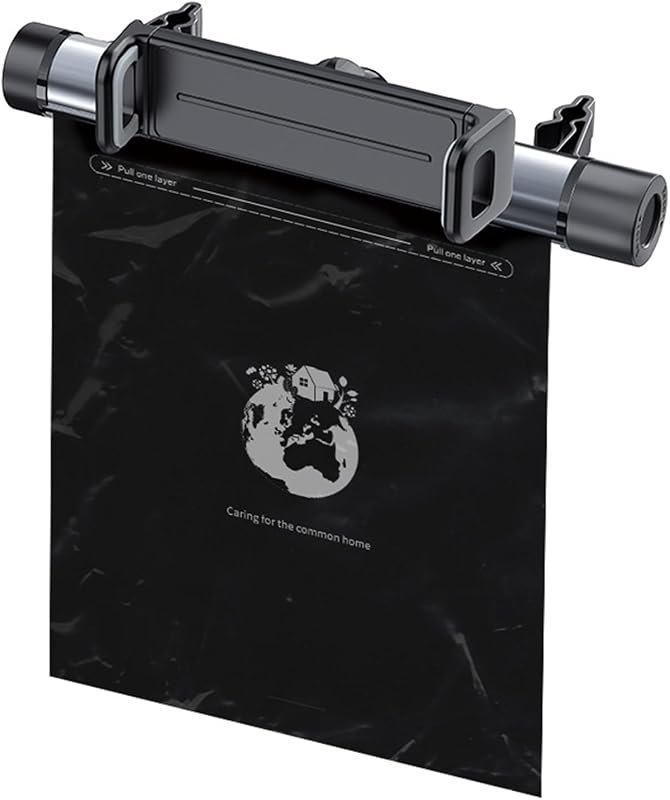 Car trash bag dispenser with phone holder