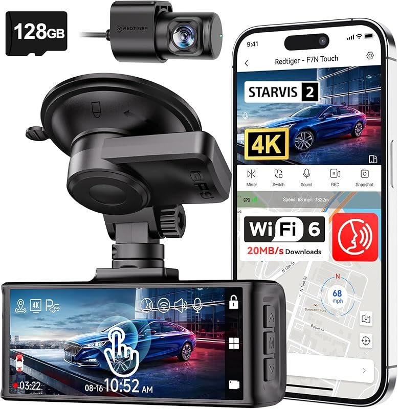 REDTIGER F7N Touch front and rear dash cam