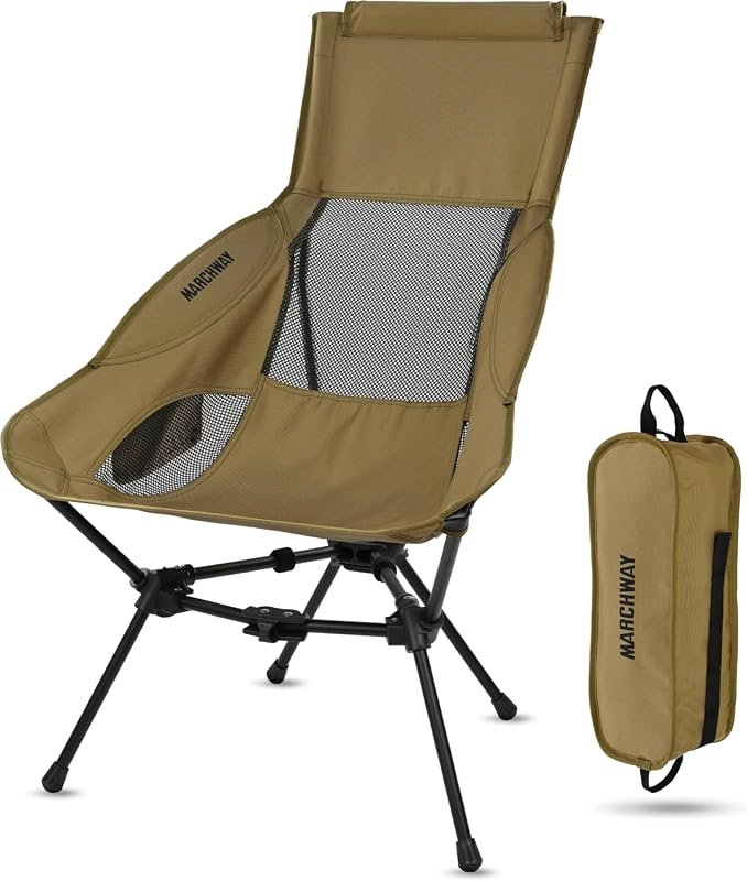 MARCHWAY Lightweight Folding High-Back Camping Chair