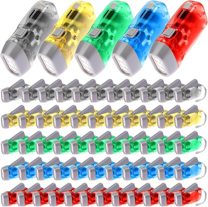 60-pack hand crank flashlight set with three LED lights