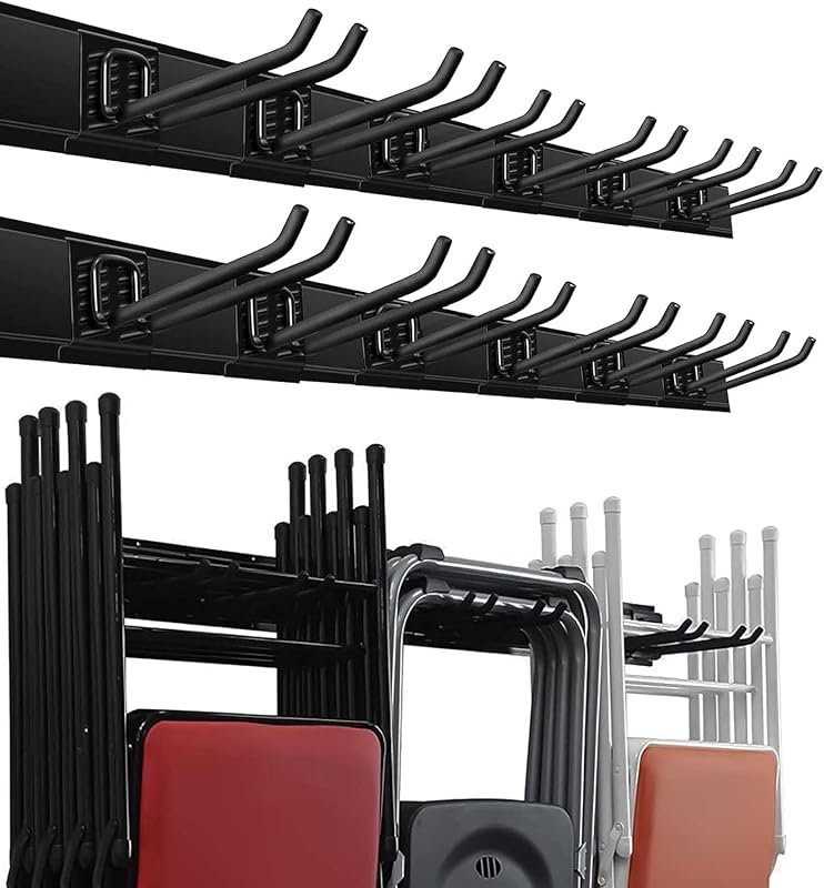 Wallmaster Folding Chair Hanger Rack with adjustable garage hooks