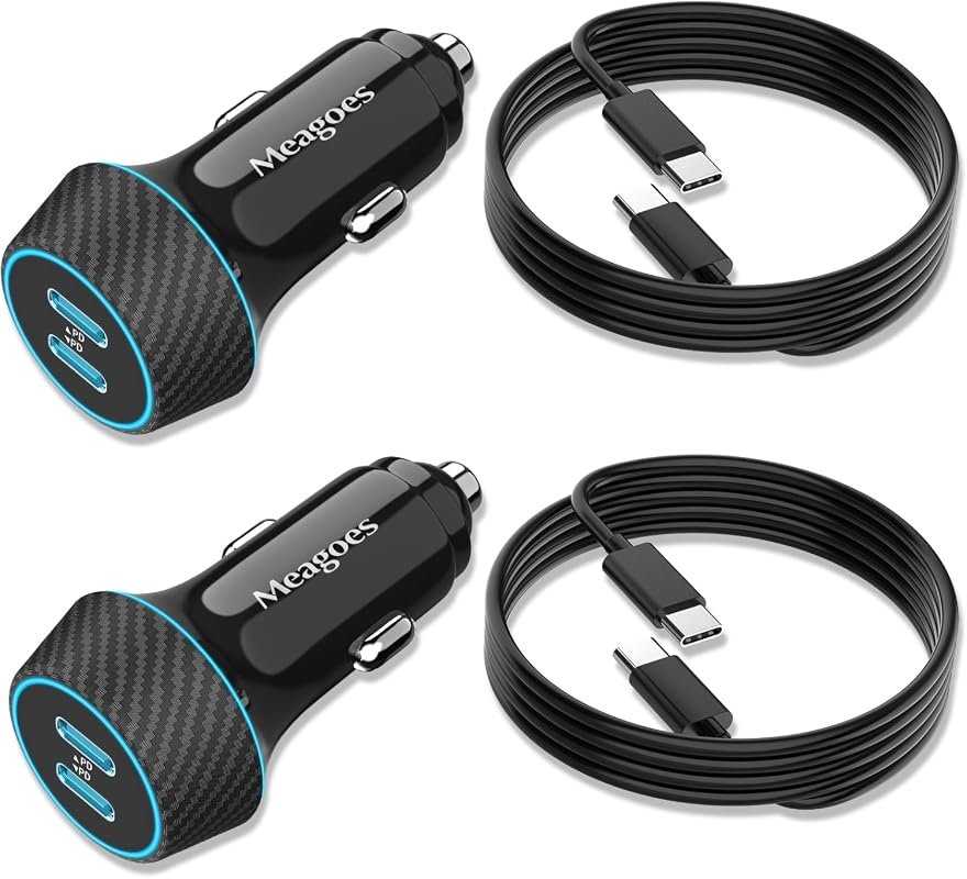 90W Dual-Port USB-C Car Charger two-pack