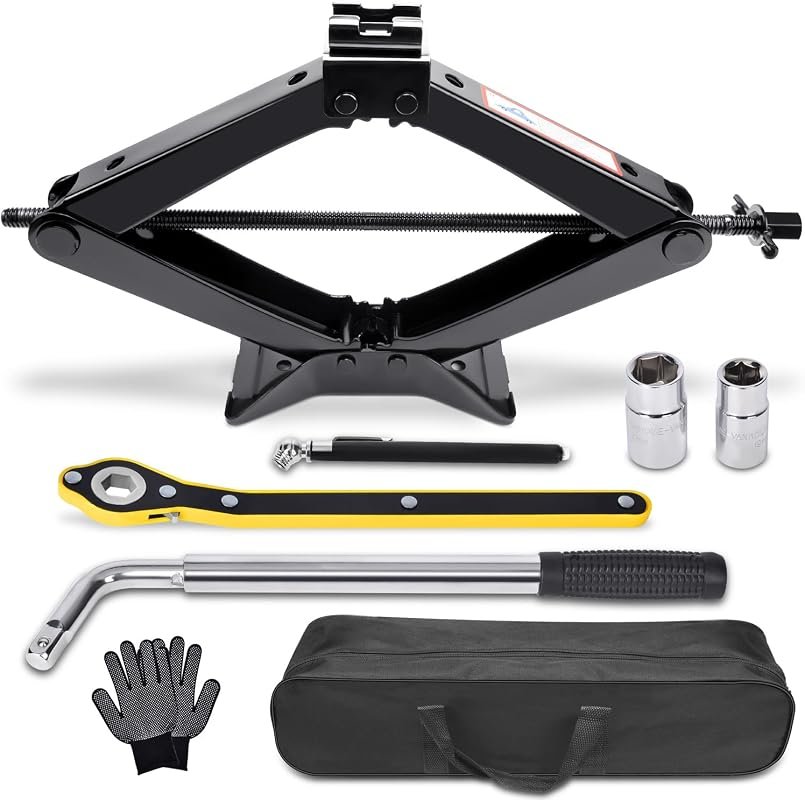 3-ton 6610-pound scissor car jack tire-changing kit