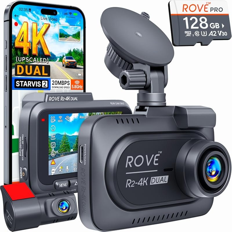 ROVE R2-4K dual front and rear dash cam