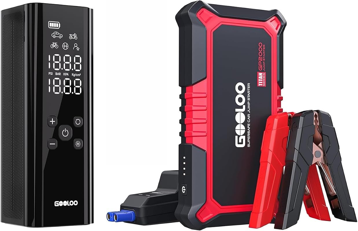 GOOLOO GP2000 jump starter with GT150 tire inflator