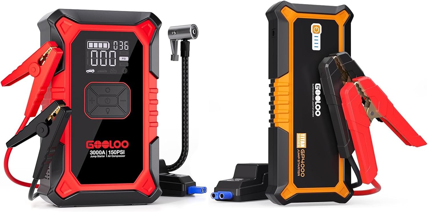 GOOLOO A3 Jump Starter with auto-shutoff compressor
