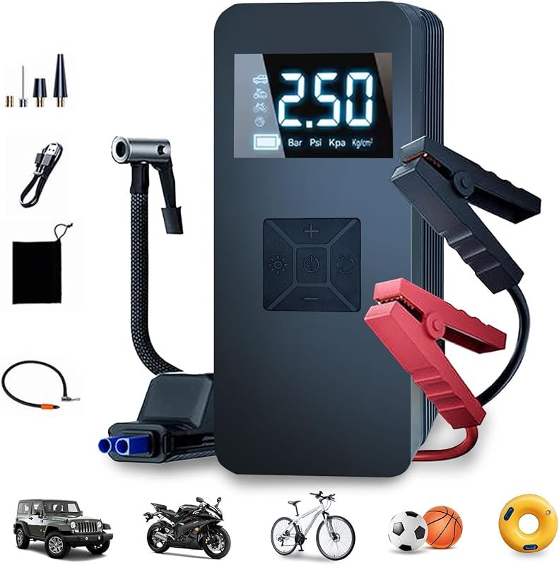 Portable tire inflator with digital pressure gauge