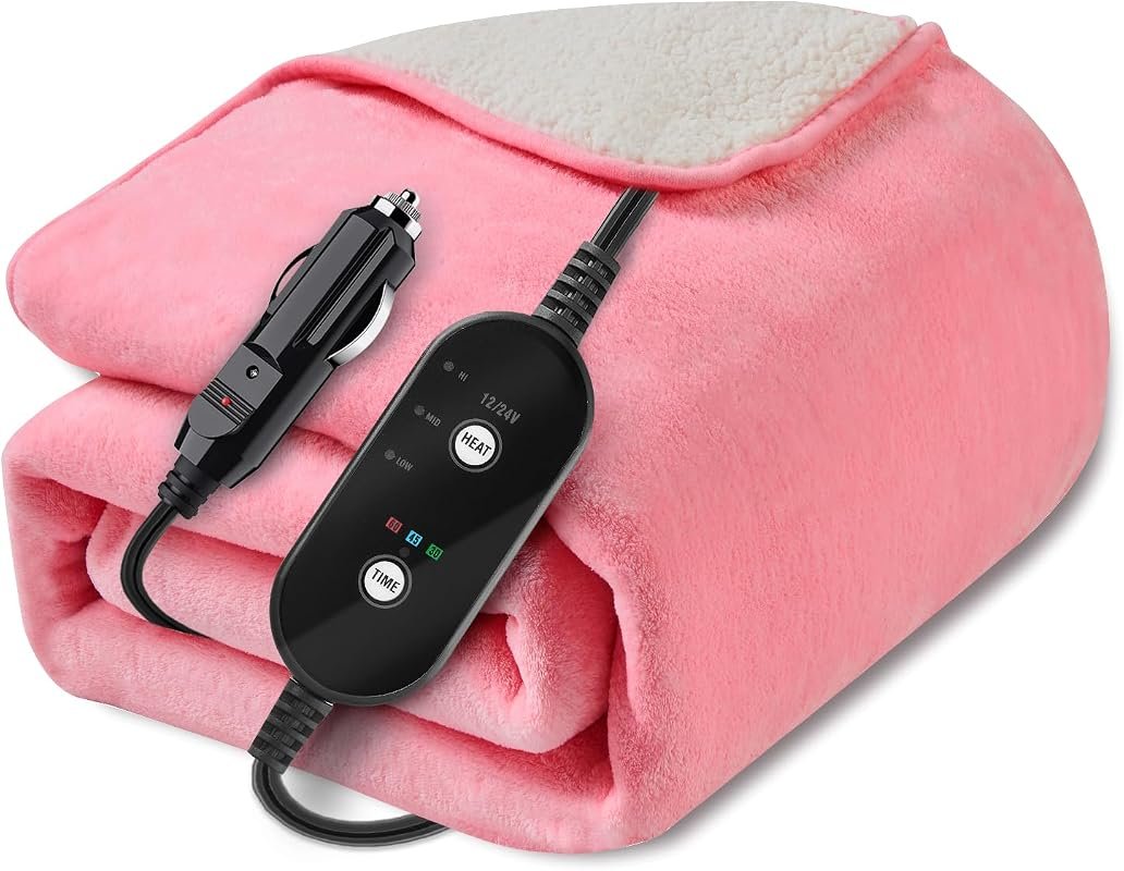 12V/24V Heated Car Blanket with timer and controller