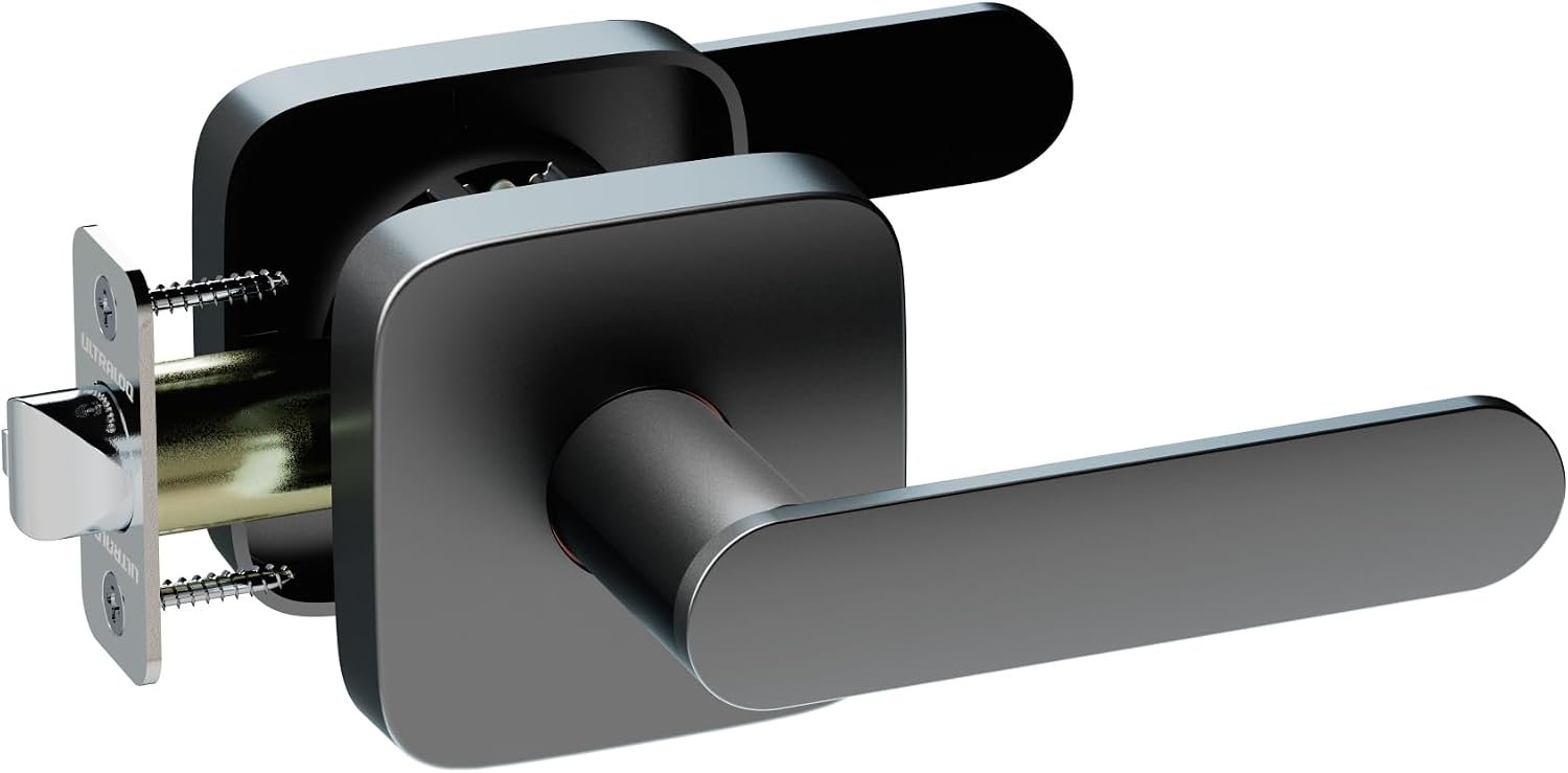 ULTRALOQ reversible matte black passage lever