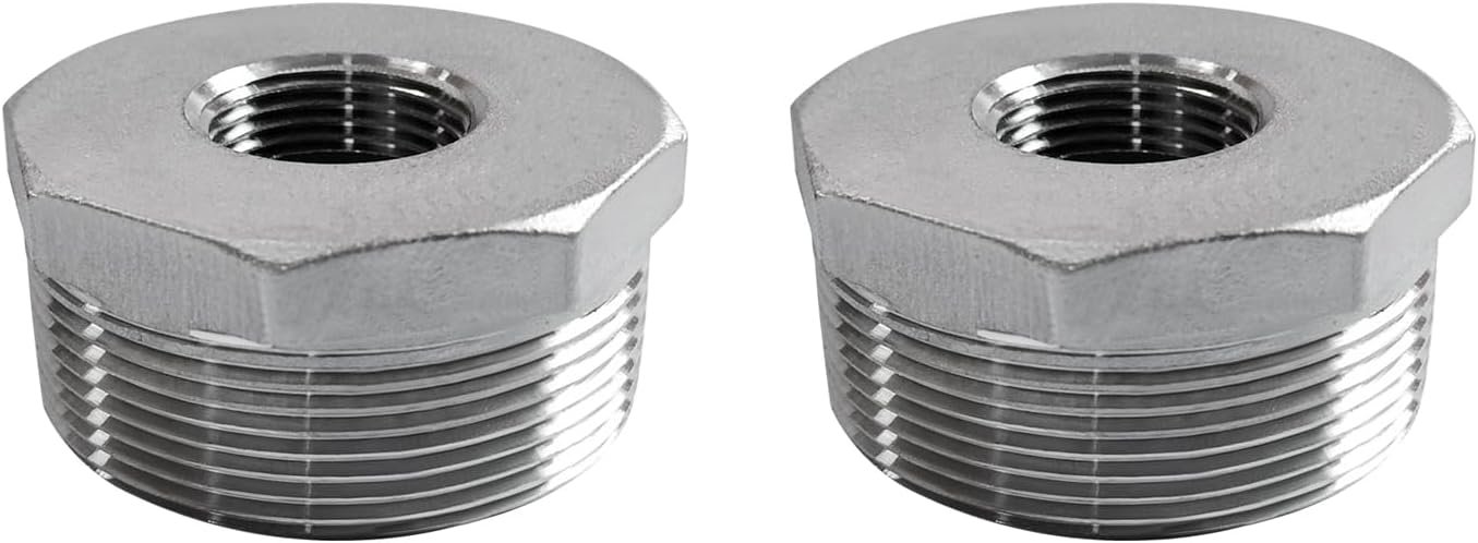 Stainless steel 304 NPT reducer hex bushing two-pack